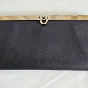 Salvatore Ferragamo Black Wallet with Gold Accent